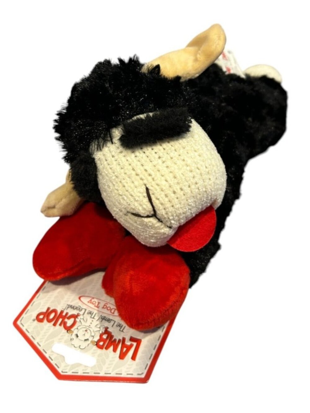 Lamb Chop 11" Plush Squeak Dog Toy Black Red Front Paws